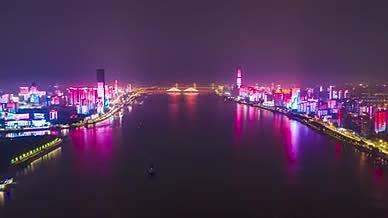 4K航拍延时武汉长江夜景视频的预览图